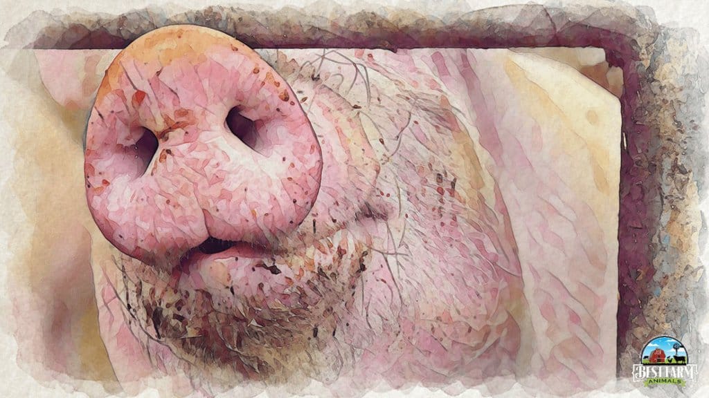 Healthy pig have normal wet mouth and relaxed tongue