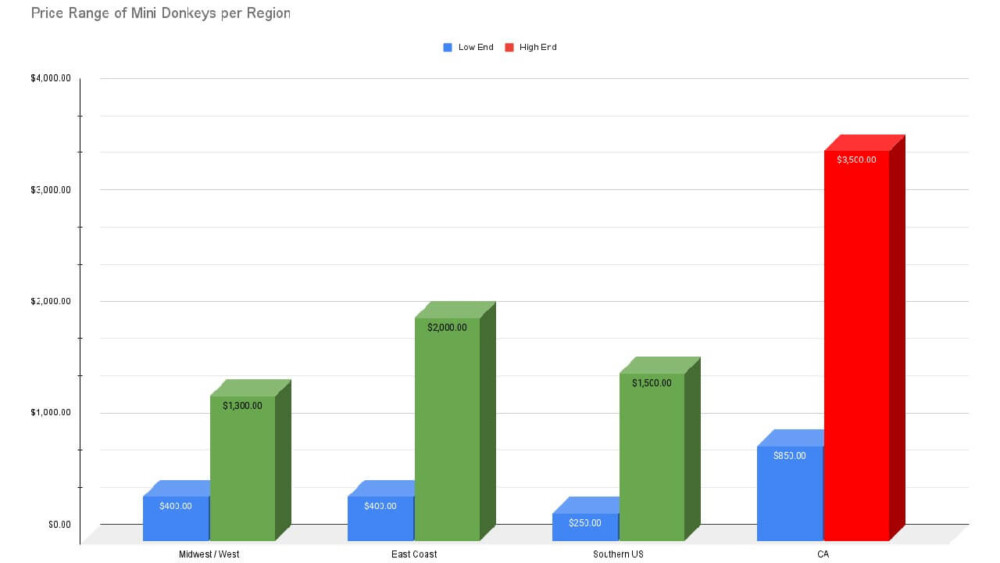 High and Low Cost of Mini Donkeys to Buy by Region (1)
