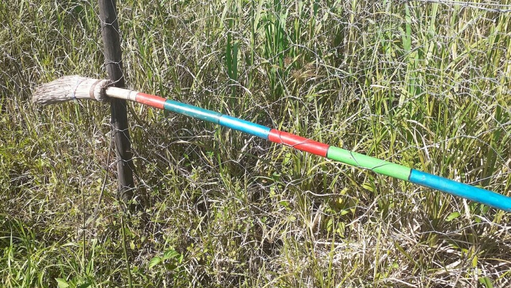 A Repurposed Broom Provides a Scratching Post