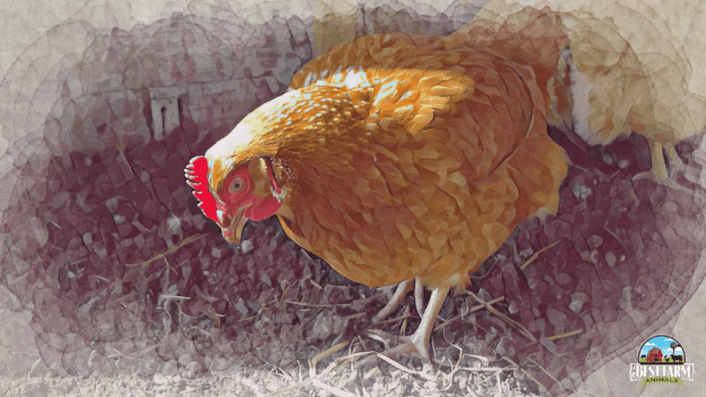 Chicken Golden Comet breed chickens are typically golden-red