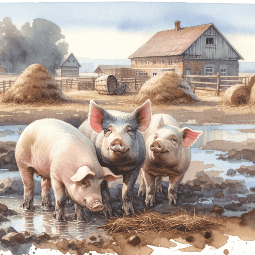 pigs enjoy the mud on a farm (1)