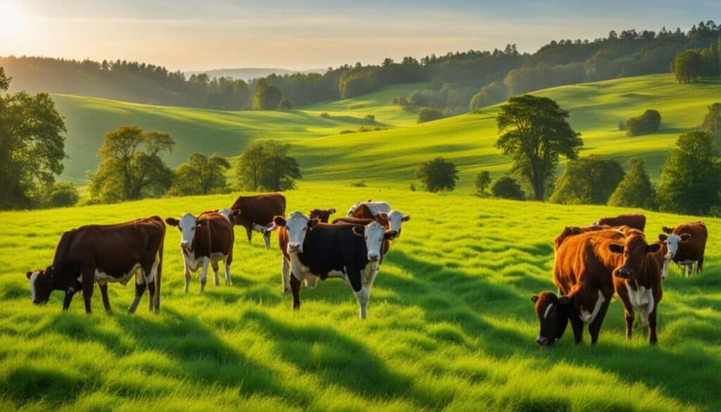 cattle grazing on grass