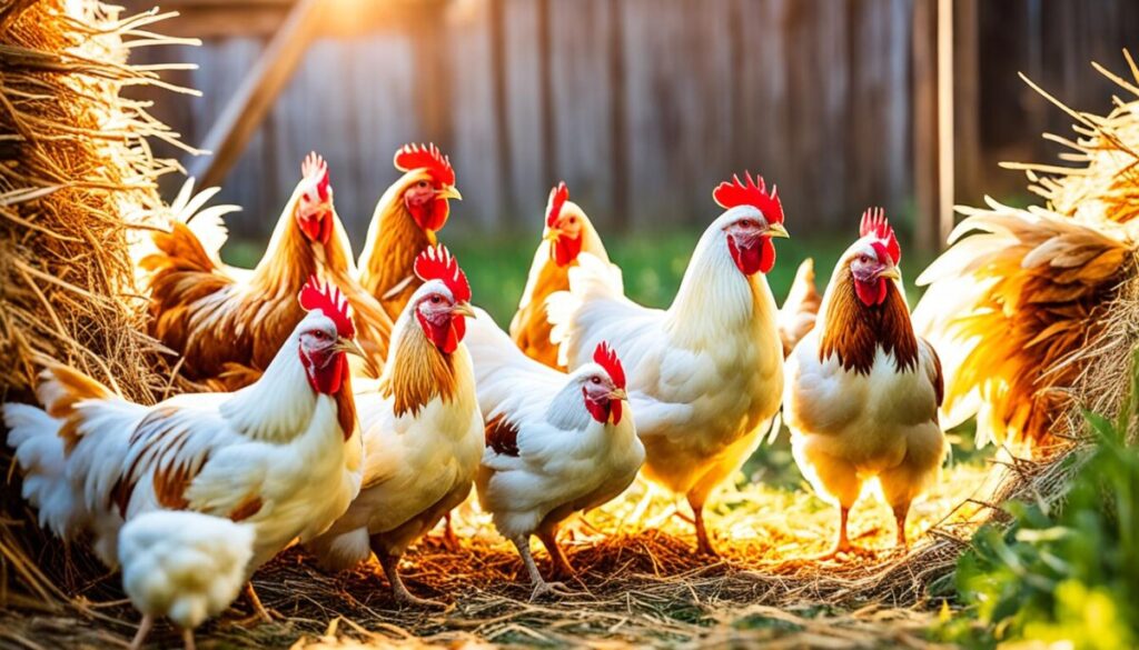 Foraging chickens